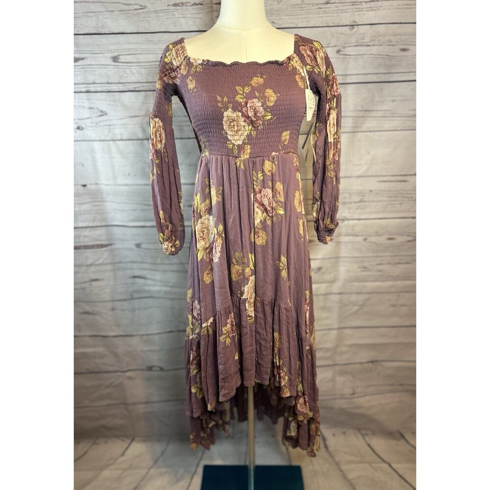 Altar’d State Purple Floral Cascade High-Low Dress NWT Size Medium